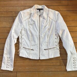 EUC White House Black Market White Jacket with Lace-Up Sides